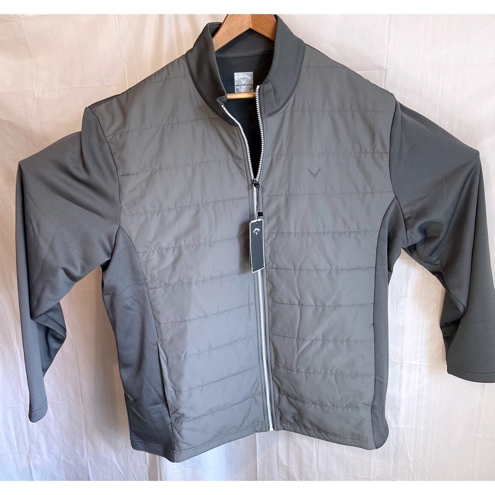 Callaway Men's XXL Gray Quilted Hybrid Full Zip‎ Golf Jacket Sun Protection NWT